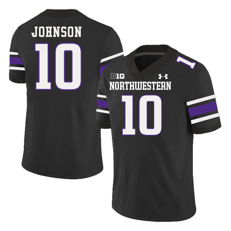 Northwestern Wildcats #10 Theran Johnson College Football Jerseys Stitched-Black